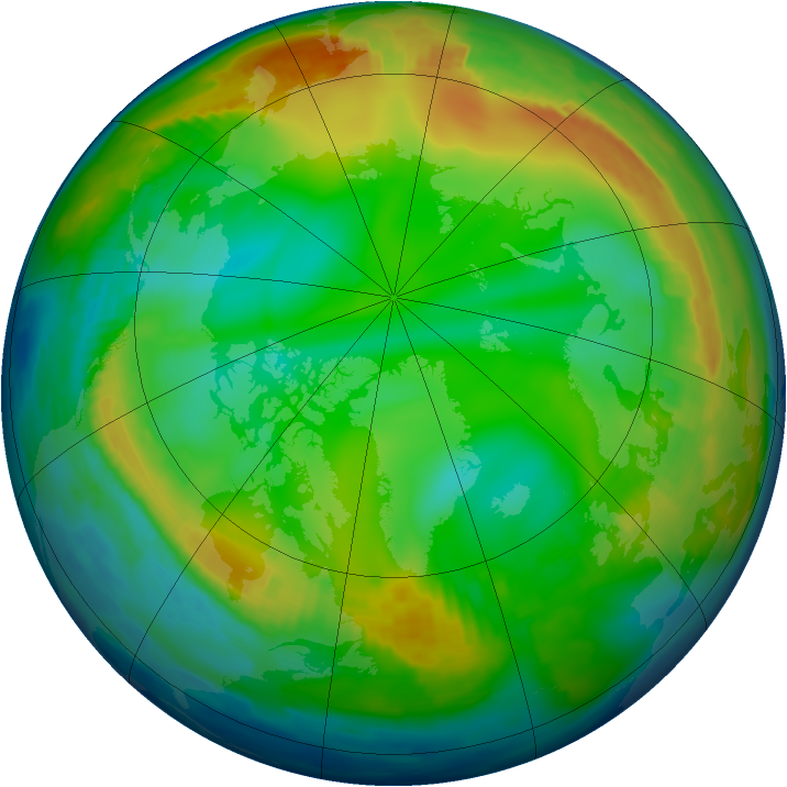 Arctic ozone map for 27 December 1996